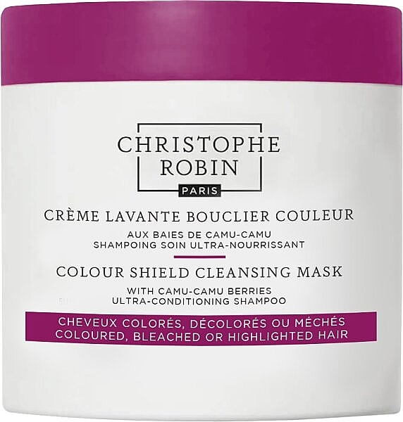 Очищувальна маска для фарбованого та мелірованого волосся - Christophe Robin Color Shield Cleansing Mask With Camu-Camu Berries — фото N1
