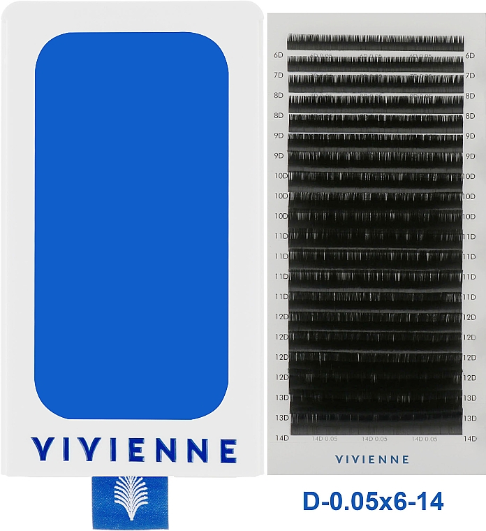 Накладные ресницы "Elite", черные, 20 линий (mix, 0,05, D, 6-14) - Vivienne — фото N1