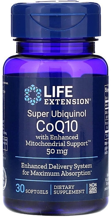 Пищевая добавка "Коэнзим Q10", 50 мг. - Life Extension Super Ubiquinol CoQ10 with Enhanced Mitochondrial Support — фото N1