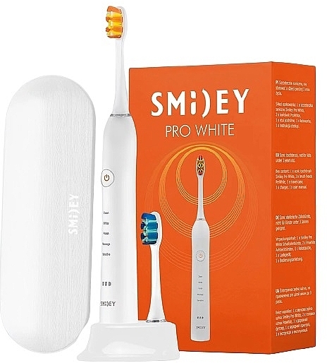 Електрична звукова зубна щітка, біла - Smiley Pro White — фото N1
