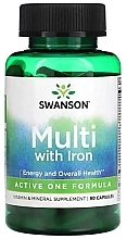 Комплекс вітамінів та мінералів + залізо - Swanson Active One Multi with Iron Capsules — фото N1