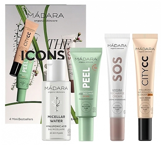 Набор - Madara Cosmetics The Icons Colour: Medium (m/water/50ml + mask/17ml + cr/15ml + cc/cr/15ml) — фото N1