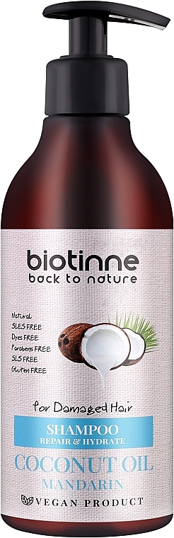 Шампунь для волосся "Кокосове масло і мандарин" - Biotinne Coconut Oil Mandarin Shampoo — фото N1