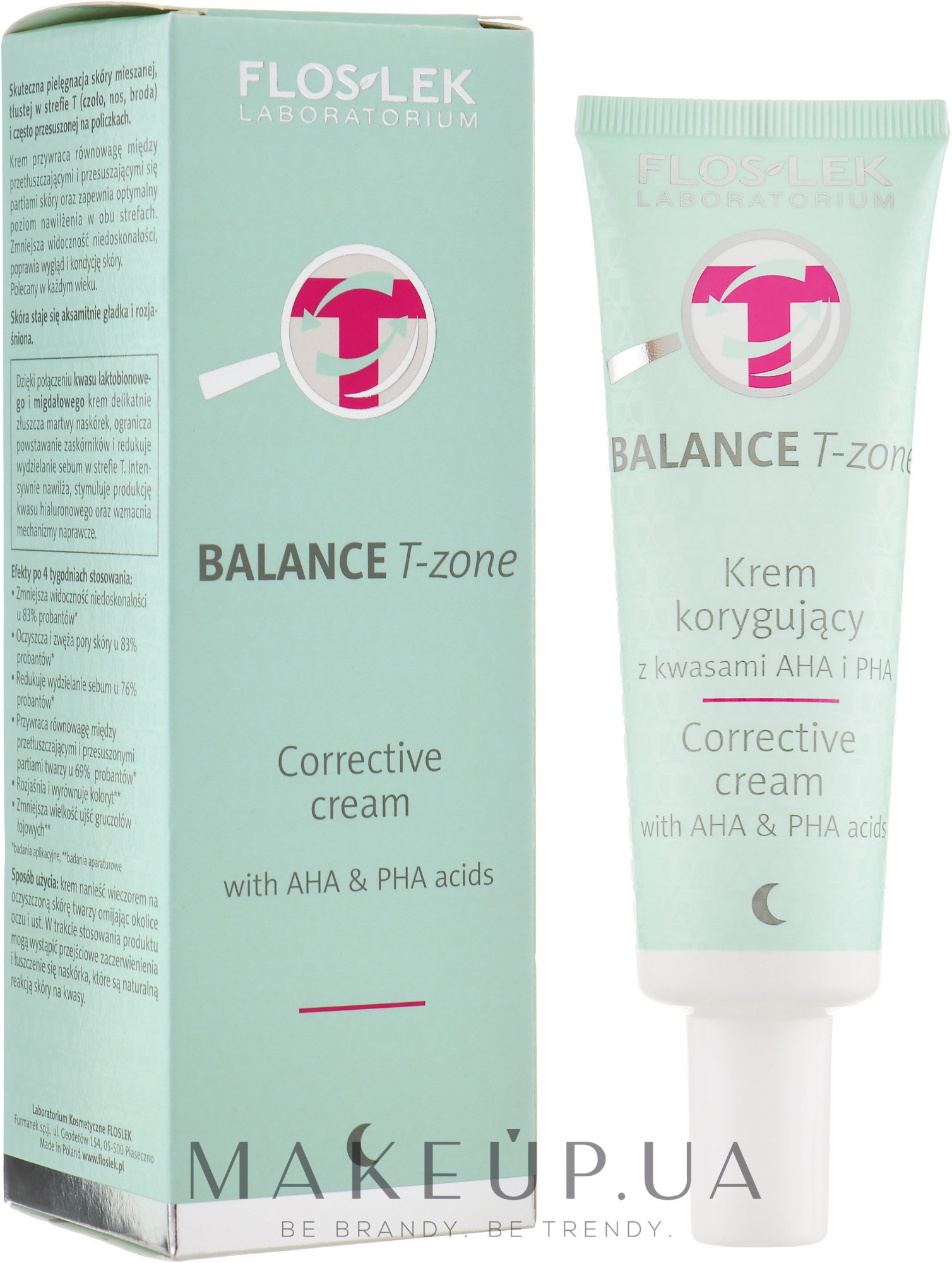 Ночной корректирующий крем для лица с кислотами - Floslek Balance T-Zone Corrective Cream — фото 50ml