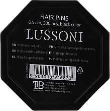 Шпильки прямі для волосся, чорні, 6.5 см - Lussoni Hair Pins Black — фото N2