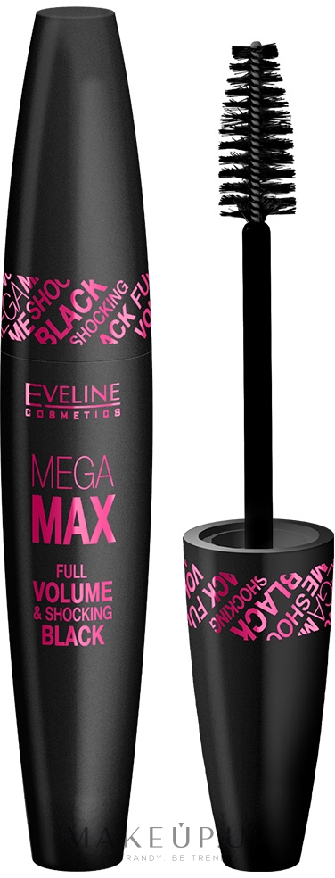 Туш для вій - Eveline Cosmetics Mega Max Full Volume Shocking Black Mascara — фото Black