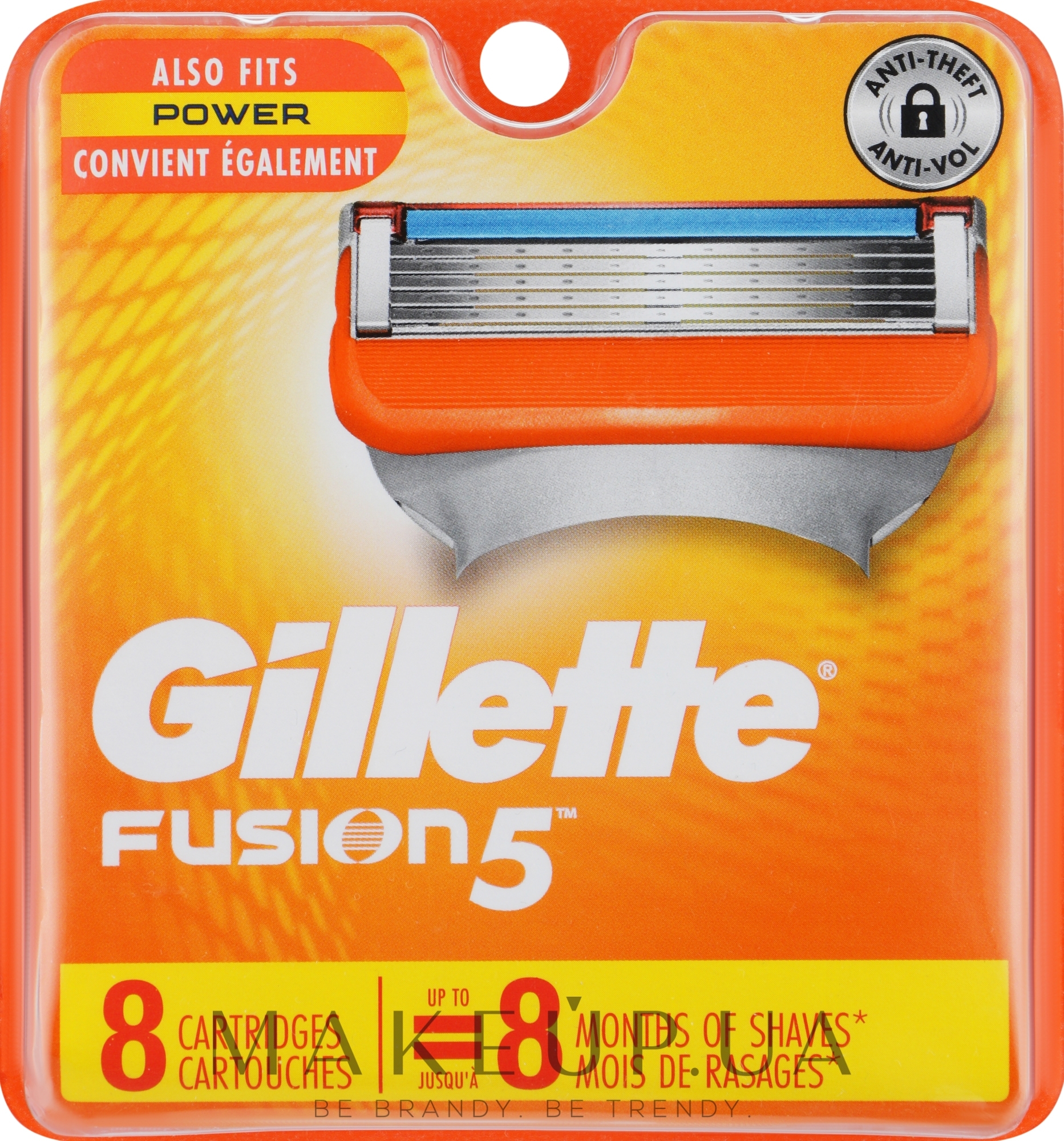 Сменные кассеты для бритья, 8 шт. - Gillette Fusion Power — фото 8шт