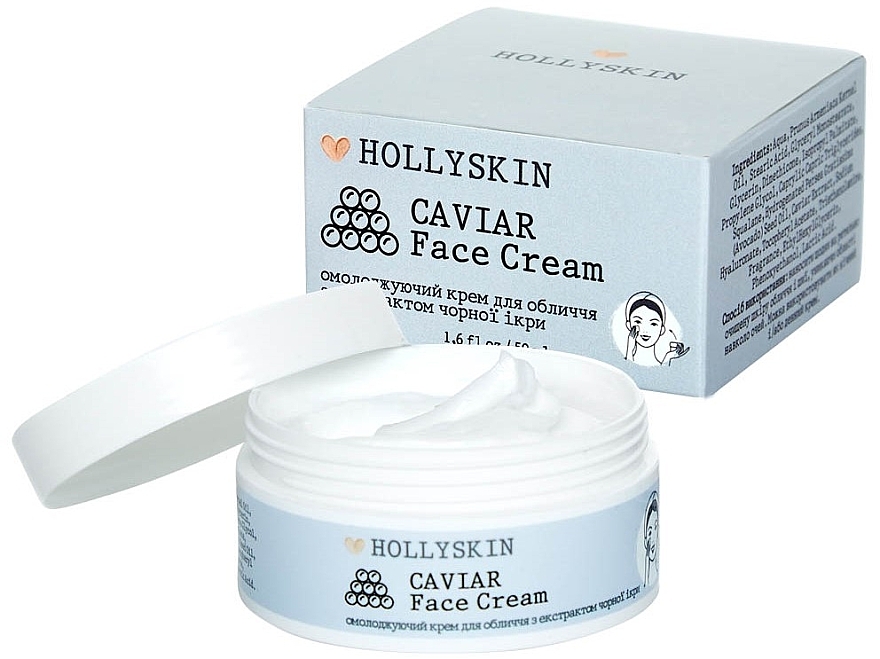 Омолаживающий крем для лица с экстрактом черной икры - Hollyskin Caviar Face Cream