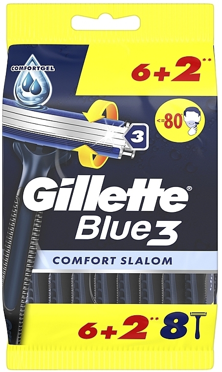 Набор одноразовых станков для бритья, 8 шт. - Gillette Blue 3 Comfort Slalom — фото N2