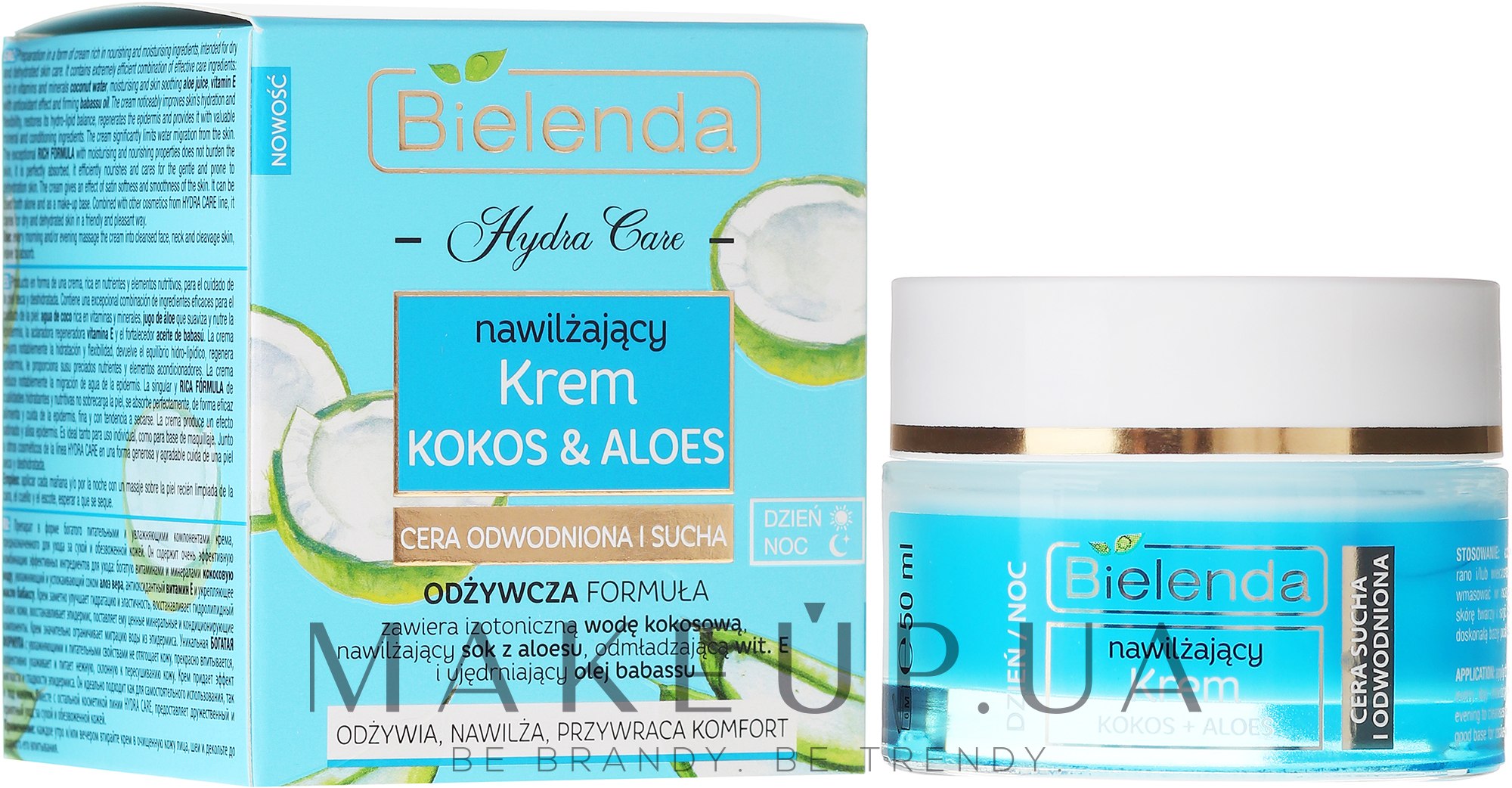 Зволожувальний крем "Кокос і алое" для сухої шкіри - Bielenda Hydra Care Moisturizing Face Cream Coconut and Aloe Vera — фото 50ml