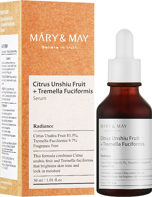 Сироватка з екстрактом зеленого мандарина та грибами тремелла - Mary & May Citrus Unshiu + Tremella Fuciformis Serum — фото N2
