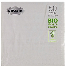 Салфетки бумажные двухслойные, 33x33 см, белые, 50 шт. - Grosik — фото N2