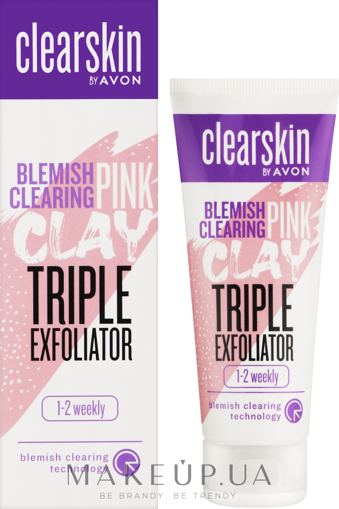 Скраб-пілінг для обличчя з рожевою глиною "Для проблемної шкіри" - Avon Cleaeskin Blemish Clearing Pink Clay Triple Exfoliator — фото 75ml