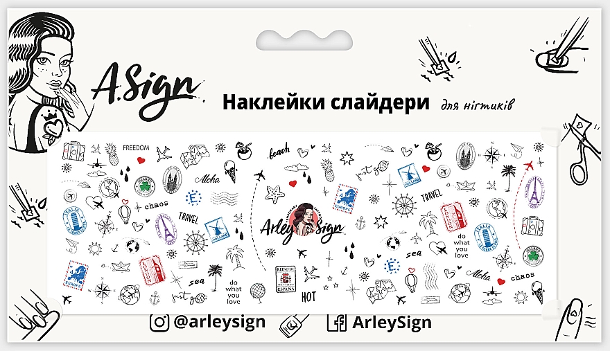 Наклейка-слайдер для ногтей "Привет мир!" - Arley Sign