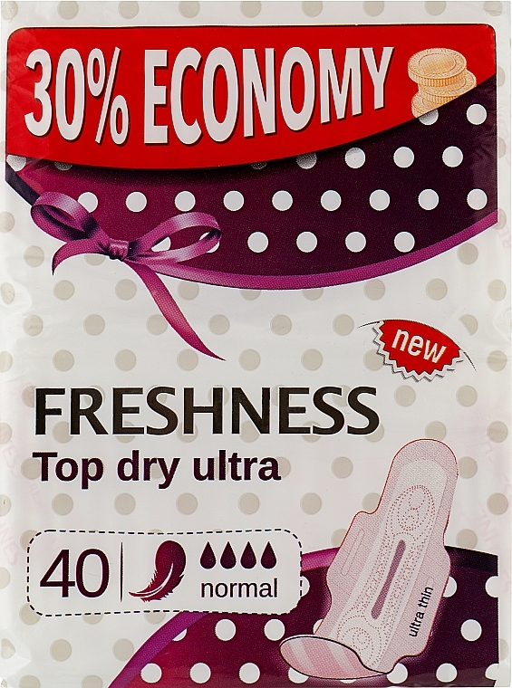 Гигиенические прокладки, 40 шт. - Freshness Top Dry Ultra Silk Normal — фото N1