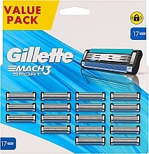 Духи, Парфюмерия, косметика Сменные кассеты для бритья, 17 шт. - Gillette Mach3 Sport 