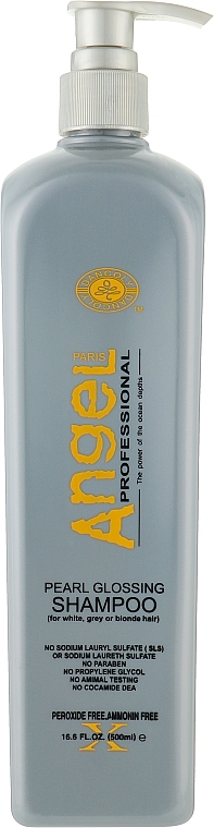 Шампунь, придающий серебристый оттенок обесцвеченным, блондированным и седым волосам - Angel Professional Paris Perl Glossing Shampoo — фото N2