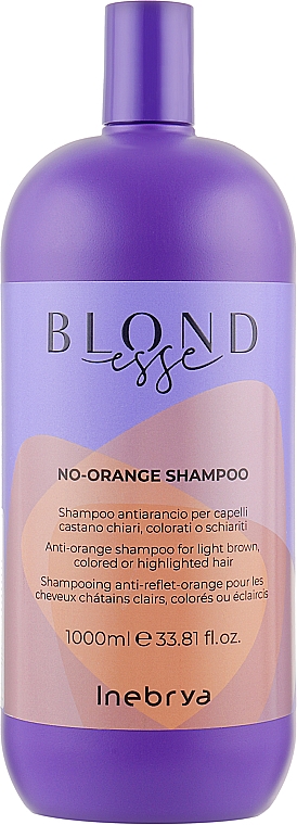 Шампунь для фарбованого волосся, проти помаранчевого кольору - Inebrya Blondesse No-Orange Shampoo — фото N3