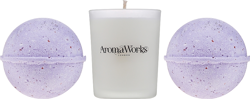 Набор - AromaWorks Light Range Petitgrain & Lavender & Mini Aromabomb Gift Set (candle/10ml + 2xbomb/175g) — фото N2