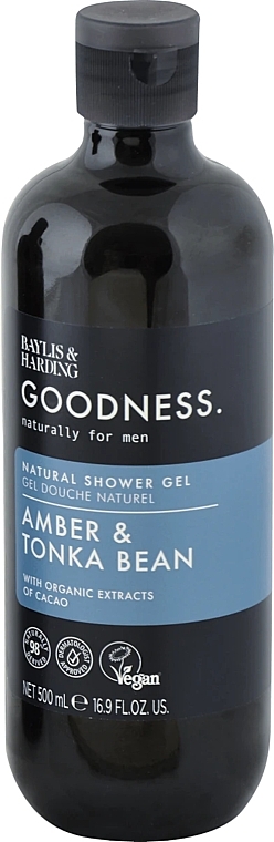 Гель для душа для мужчин - Baylis & Harding Goodness Natural Shower Gel Amber And Tonka Bean — фото N1