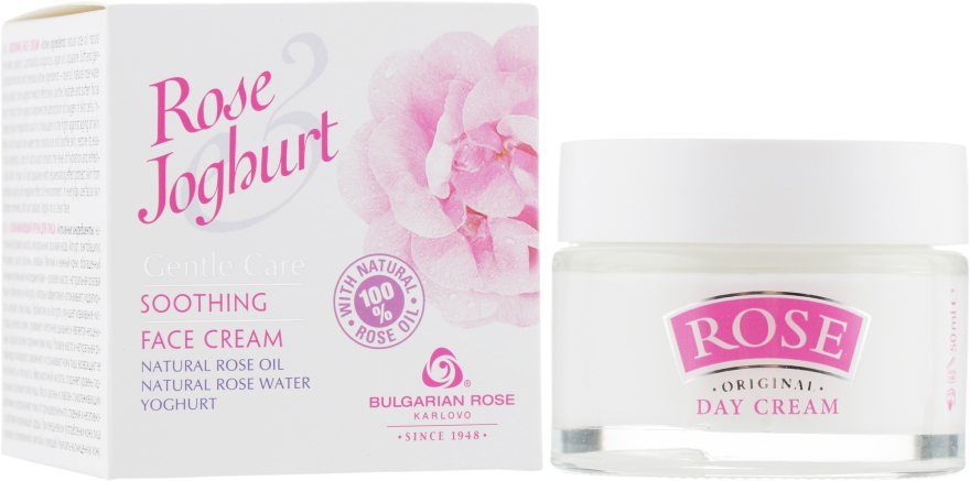Заспокійливий крем для обличчя - Bulgarska Rosa Rose & Joghurt Soothing Face Cream