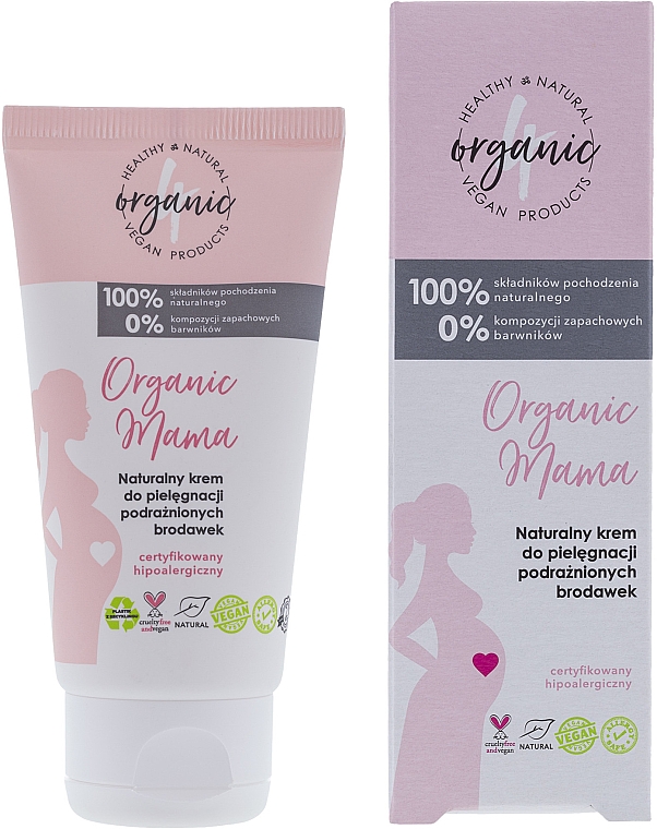 Натуральний крем для догляду за подразненими сосками - 4Organic Organic Mama Natural Cream For The Care Of Irritated Nipples — фото N1