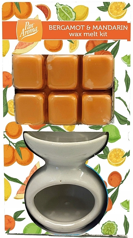 Набор для ароматерапии с воском и лампой "Бергамот и мандарин" - Pan Aroma Wax Melt Burner Kit Bergamot & Mandarin — фото N1