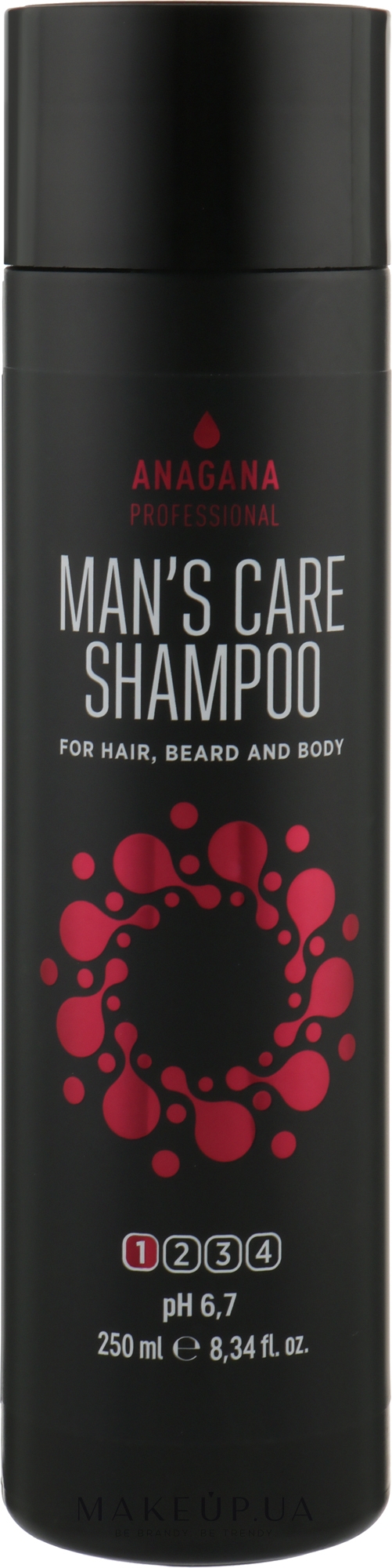 Шампунь "Мужской уход" для волос, бороды и тела - Anagana Professional Man's Care Shampoo — фото 250ml
