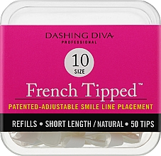 Тіпси короткі натуральні - Dashing Diva French Tipped Short Natural 50 Tips (Size - 10) — фото N1
