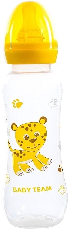 Бутылочка для кормления с латексной соской, 250 мл, желтая - Baby Team — фото N2