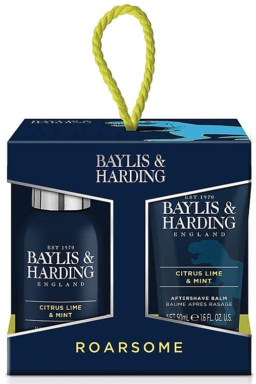 Набор - Baylis & Harding Men's Citrus Lime & Mint 4 Piece Box(hair/body/wash/100ml + sh/gel/50ml + face/wash/100ml + a/sh/balm/50ml) — фото N1