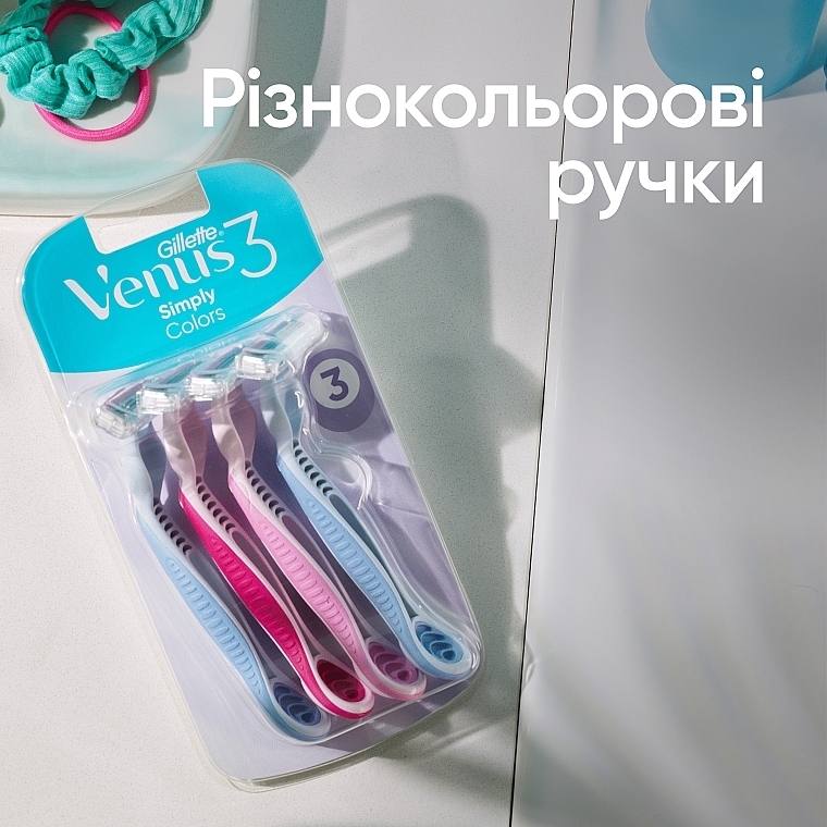 Одноразові станки для гоління, 3 шт - Gillette Venus Simply 3 Plus — фото N6