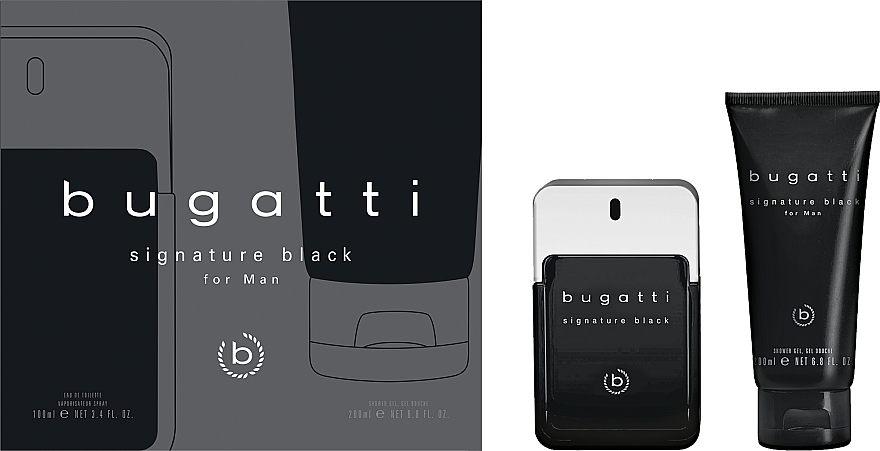 УЦЕНКА Bugatti Signature Black - Набор (edt/100ml + sh/gel/200ml) * — фото N1