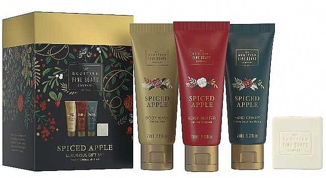 Набір - Scottish Fine Soaps Spiced Apple Luxurious Gift Set (wash/75ml + but/75ml + cr/75+soap/40g) — фото N1