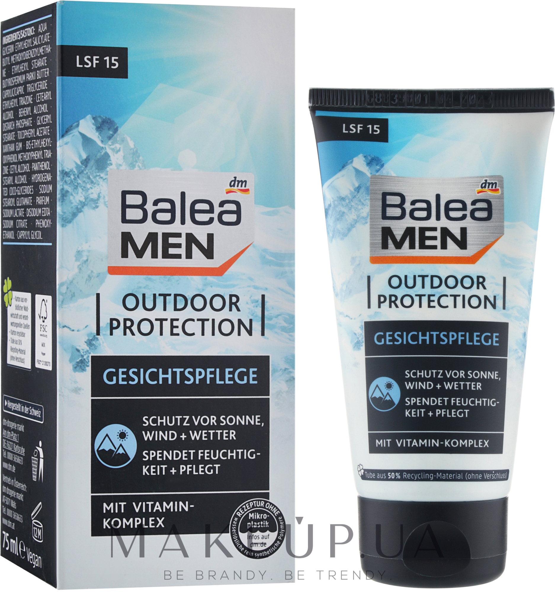 Защитный крем для лица - Balea Men Outdoor Protection Cream SPF 15 — фото 75ml