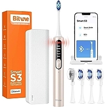 Парфумерія, косметика Електрична зубна щітка S3 Smart, 4 насадки, футляр, біла - Bitvae