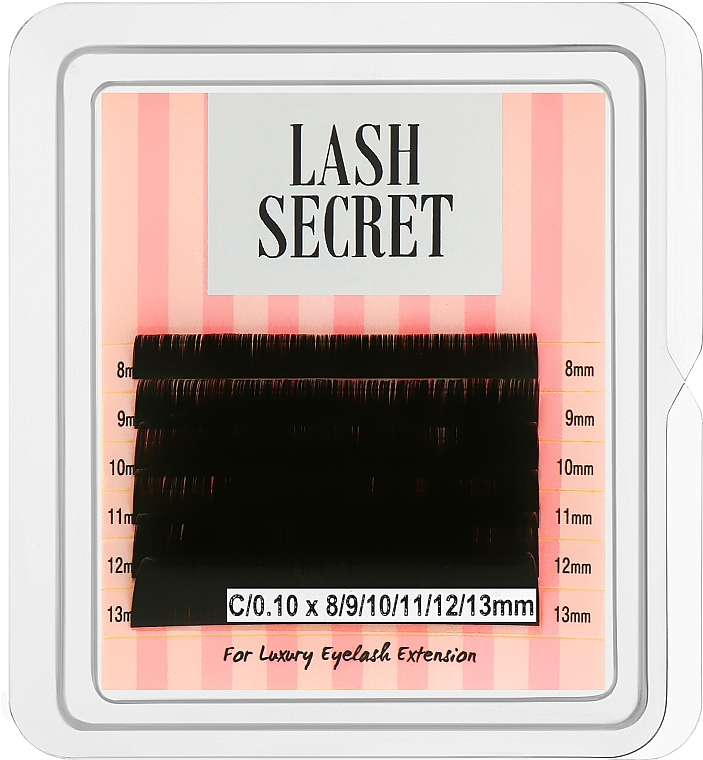 Накладні вії, чорні, мікс, 6 ліній (0.1, C, (8-13)) - Lash Secret — фото N1