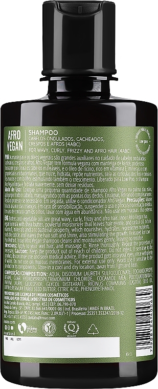 Шампунь для хвилястого, кучерявого та афроволосся - Inoar Afro Vegan Shampoo — фото N2