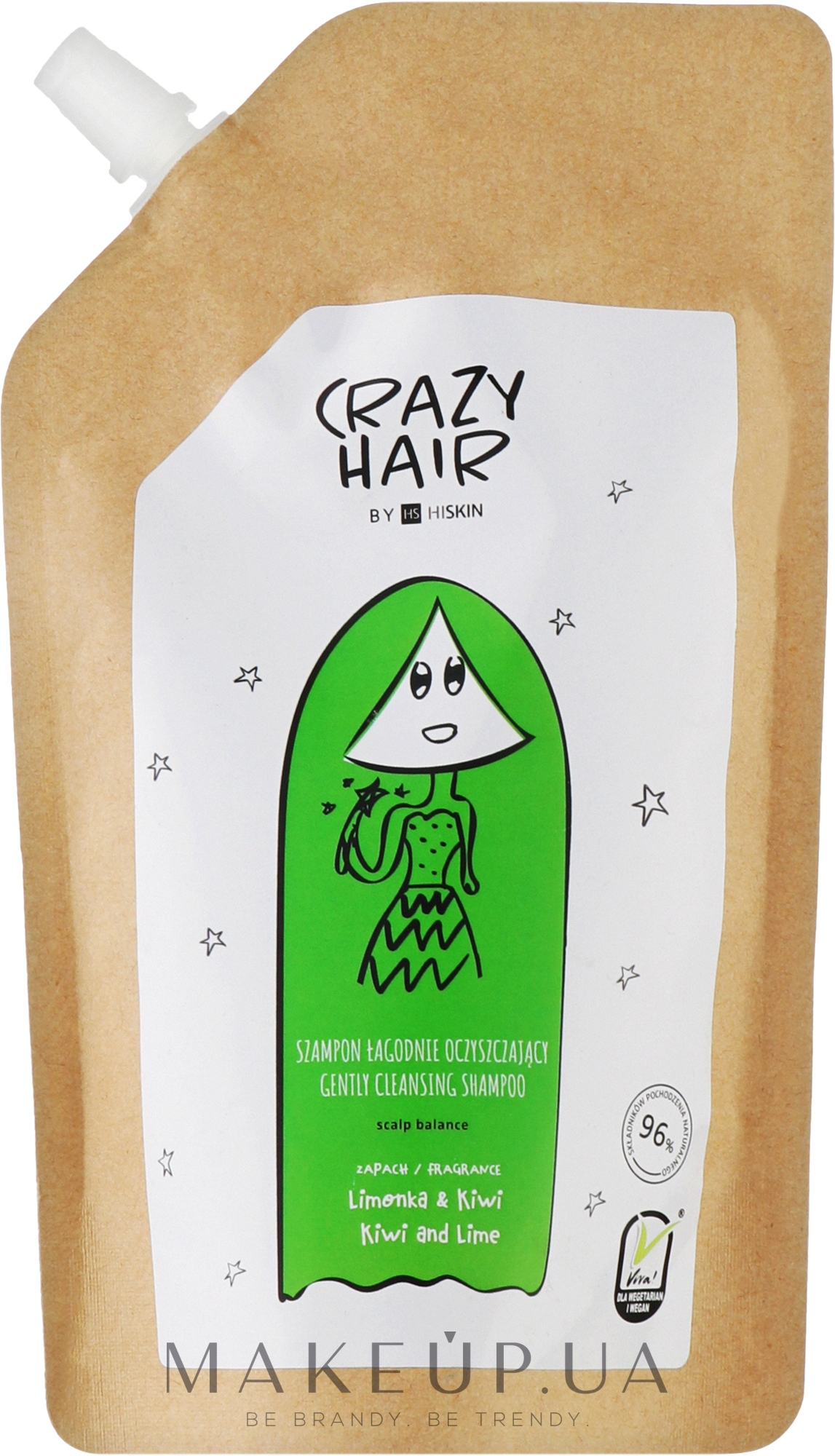 М'який шампунь для щоденного застосування "Баланс шкіри голови" - HiSkin Crazy Hair Gentle Cleansing Shampoo Scalp Balance Lime & Kiwi Refill (запасний блок) — фото 300ml