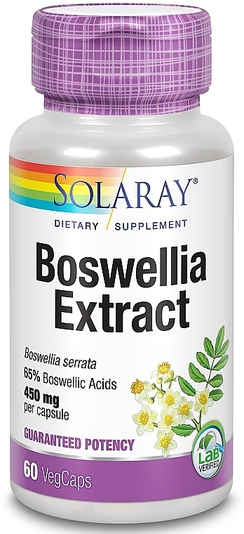 Харчова добавка "Екстракт Босвелії", 450 мг - Solaray Boswellia Resin Extract 450 mg — фото N1