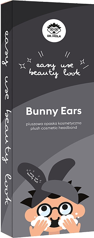 Косметическая повязка для волос "Ушки", черная - Dr. Mola Rabbit Ears Hair Band — фото N2