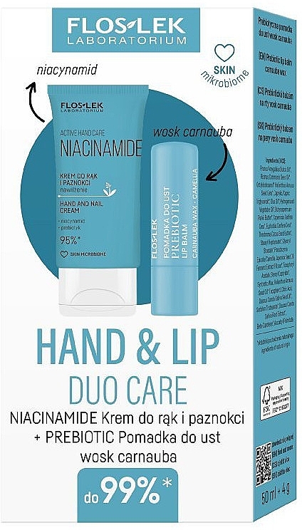 Набор - Floslek Hand & Lip Duo Care Niacinamide (h/cr/50ml + lip/balm/4g) — фото N1