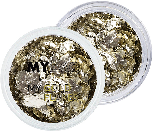 Золоті пластівці для дизайну нігтів - MylaQ My Gold Flakes — фото N1