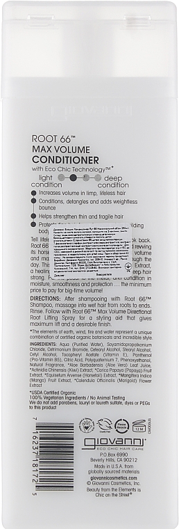 Кондиціонер - Giovanni Eco Chic Hair Care Root 66 Max Volume Conditioner — фото N4