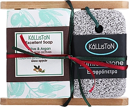 Набор - Kalliston Argan (soap/100g + soap/dish/1pc + stone/1pc) — фото N1