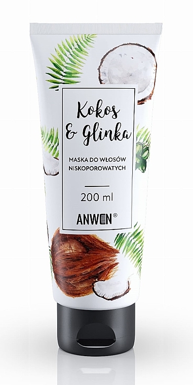 Маска для низкопористых волос (в тубе) - Anwen Low-Porous Hair Mask Coconut and Clay — фото N1