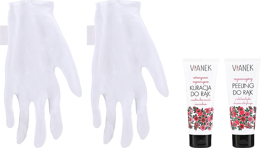 Набор для рук - Vianek (h/treatment/75ml + h/peel/70g + gloves) — фото N2