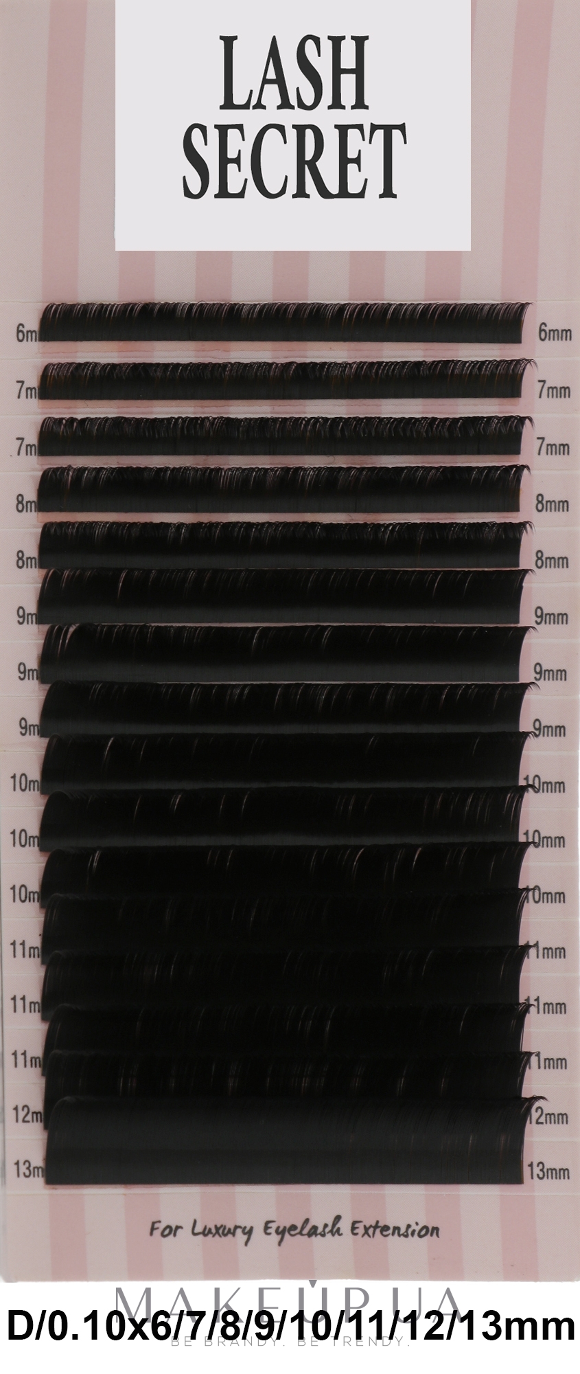 Накладные ресницы, черные, 16 линий (mix, 0,1, D, 6-13) - Lash Secret — фото 1уп