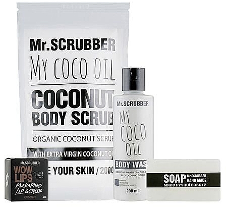 Набір - Mr.Scrubber Coconut Beauty Box (b/scrub/200g + sh/gel/200ml + lip/scrub/40g + soap/100g)