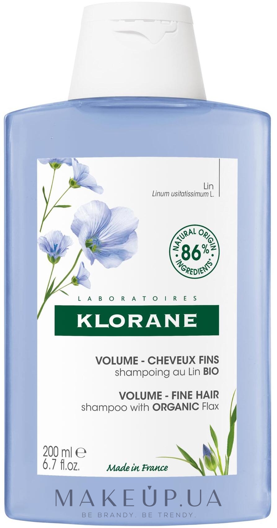 Шампунь для объема с экстрактом органического льна - Klorane Volume -Fine Hair with Organic Flax — фото 200ml